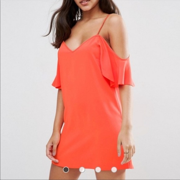 ASOS Orange Cold Shoulder Slip Dress - Picture 2 of 3